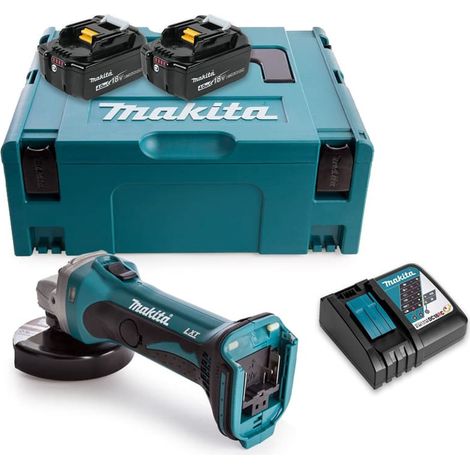 Makita – Meuleuse angulaire 18V LXT Ø115 mm avec 2 batteries 4,0 Ah – Moteur Brushless – Haute vitesse 11 000 tr/min – Protection contre surcharges