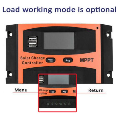 Contrôleur de charge solaire  régulateur de batterie de panneau solaire 12V/24V avec écran LCD, protection contre les surcharges pour la maison, l'industrie, le commercial, 60A(60A)