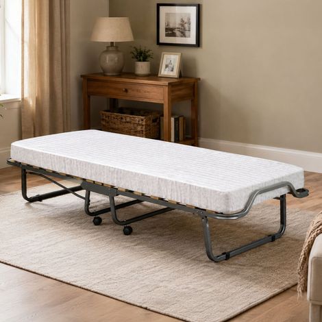 Talamo Italia - Cama plegable Clizia, Cama plegable que ahorra espacio con 15 somier, Funda incluida, 100% Made in Italy, 80x200h40 cm, colchón incluido, con embalaje reforzado (1/5)