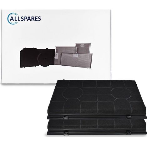 Filtro de carbón AllSpares (2x) para campanas extractoras compatibles con AEG-Electrolux Tipo 190 / Ikea CHF190, FAT190 / Whirlpool 484000008578 y Elica CFC0140055 (485x255x45mm) (1/3)
