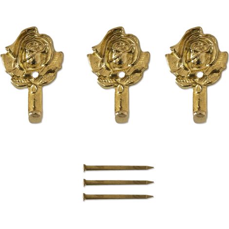 Lupia - Kit 3 Ganci ROSA ORO per Quadri, Specchiere e Cornici, Metallo, Finitura Artistica, Adatti a tutti gli ambienti, Include Chiodini per Fissaggio, Dimensioni  3,7x2,4 cm (1/3)
