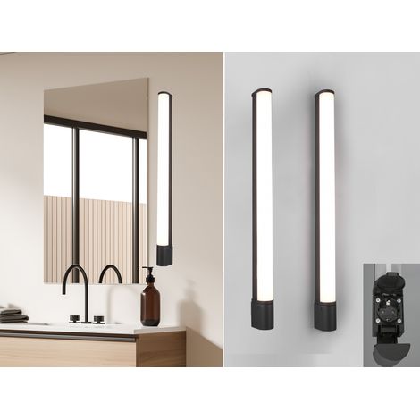 LED Bad Wandleuchten 2er Set mit Steckdose Schwarz - Spiegelleuchten, B: 79cm (1/5)