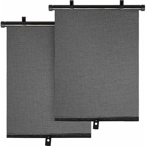 Lot de 2 (40 x 45 cm)Pare Soleil Enrouleur pour Fenêtre de Voiture,Store Latéral Auto avec Ventouses,Toile Maille Noire Bloquence Les UV et Soleil pour Bébé,Universel (1/5)