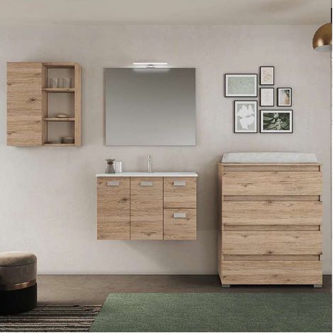 Savini Composizione Bagno Angela - Quercia Naturale - 80x46 cm (1/2)