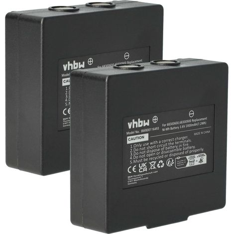 vhbw 2x Batterie compatible avec Komatsu FBH300 opérateur télécommande industrielle (2000mAh, 3,6V, NiMH)