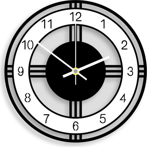 Horloge Murale Design Moderne Acrylique Silencieuse Pendules Murales À quartz Pour l'école le bureau le salon la décorative 12 Pouces (Noir blanc) (1/5)