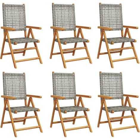 Maison Exclusive - Klappstuhl Verstellbar 6 Stk. Grau Poly Rattan (1/5)
