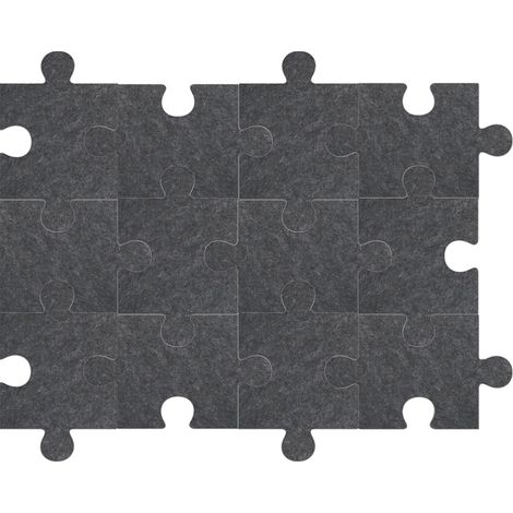 Self-Adhesive Felt Bulletin Board, 12 Pieces, Puzzle Pattern, Fully Adhesive, Sound-Dampening, Dark Grey, 20 x 30 cm (1/5)