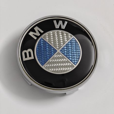 (Fibre de carbone bleue, 82 mm - 1 pièce) - Logo en fibre de carbone pour capot avant et coffre arrière, compatible avec BMW E46 E90 F30 F10 F20 G20 E87 E60 E63 F01 F02 G14 E83. Accessoires auto. (1/5)