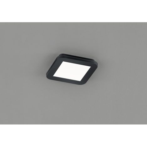 Camillus LED-Deckenleuchte, quadratisch, dimmbar, schwarz, IP44, 17 x 17 cm, Trio-Beleuchtung
