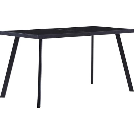 vidaXL Table à manger Noir 140x70x75 cm Verre trempé (1/5)