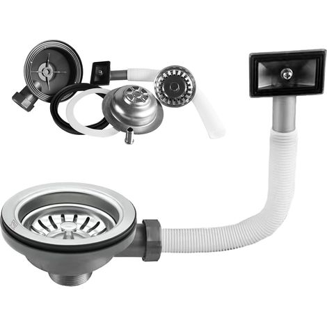114 mm Valve de vidange en acier inoxydable avec trop-plein, bonde d'évier avec crépine, crépine de cuisine en acier inoxydable avec interface rectangulaire, garniture de vidange de lavabo (1/5)