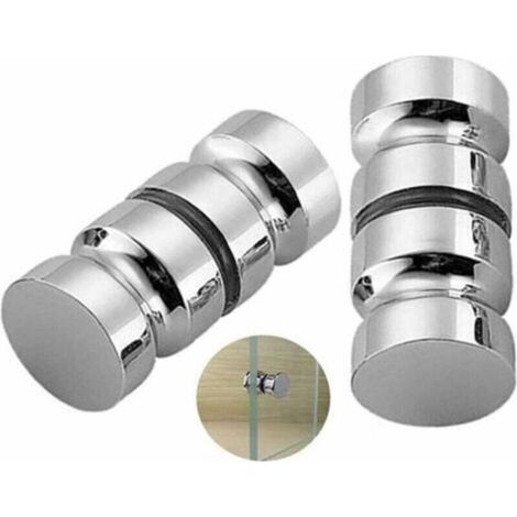 Poignées de porte de douche en acier inoxydable chromé, lot de 2, diamètre 30 mm, pour vitrage, finition brillante et robuste (1/5)