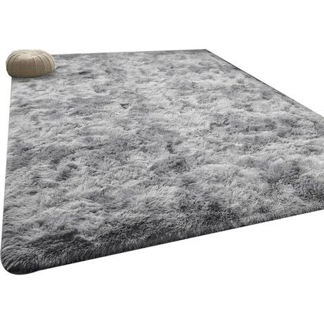 Tapis salon shaggy 160x230cm - Descente de lit poils longs - Gris clair - Doux et confortable (1/5)