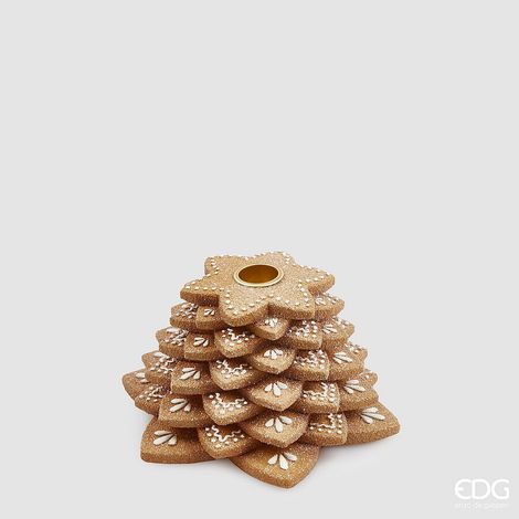 EDG Enzo De Gasperi Portacandela Biscotto Marzapane Natale H 9 Cm D 17 Cm