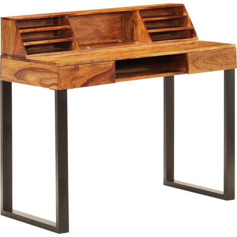 Schreibtisch 110 x 50 x 94 cm Massivholz Akazie und Stahl