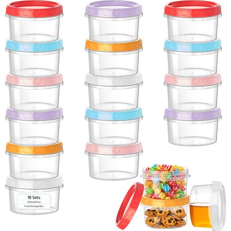 18Pcs Boîtes Alimentaires Plastiques, 250ml Boîte Plastique Alimentaire Avec Couvercle, Set De Conservation, Boîte De Conservation Alimentaire, Empilable (1/5)