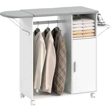 HOMCOM Rolling Ironing Board Cabinet, Foldable Ironing Station with Storage (1/5)