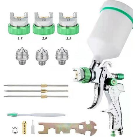 Choyclit – Pistolet à peinture HVLP 600CC – Alimentation par gravité – 3 buses 1.7/2.0/2.5mm – Pulvérisation précise pour revêtements épais (1/5)