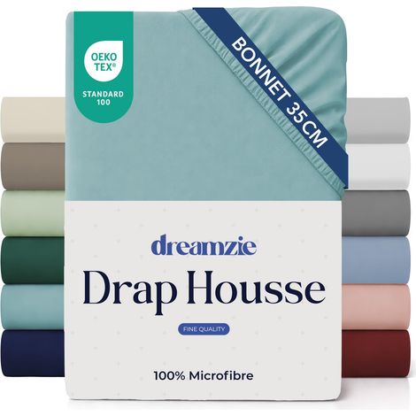 Drap Housse 90x200cm Aqua Grand Bonnet 35cm (1/5)