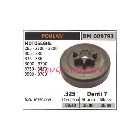 Pignone POULAN motore motosega 285 2700 2800 305 330 335  .325' denti 7 009793