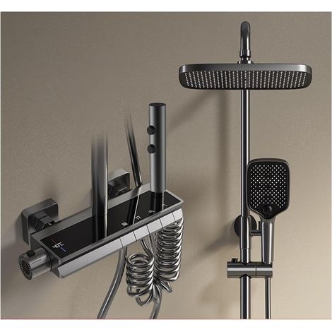 Ensemble de douche mitigeur thermostatique intelli LED ensemble de douche numérique salle de bains mitigeur froid chaud système de douche montage mural SPA pluie robinet de bain moderne luxe Piano Tor (1/5)