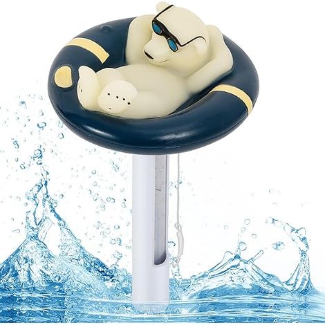 Pool-Thermometer schwimmend leicht lesen, Leisury Eisbär-Wasserthermometer für Eisbad mit Schnur, für Innenpools, Spas, Whirlpools und Aquarien