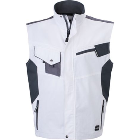 James & Nicholson Workwear Weste JN822 Gr. XL white/carbon (1/2)