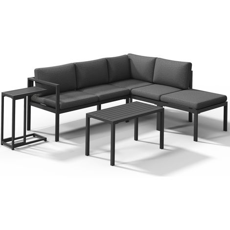 Mucola Sitzgruppe Aluminium Ecksofa mit Beistelltisch Lounge wetterfest Grau Tisch Balkonmöbel Terrasse Outdoor-Möbel (1/5)