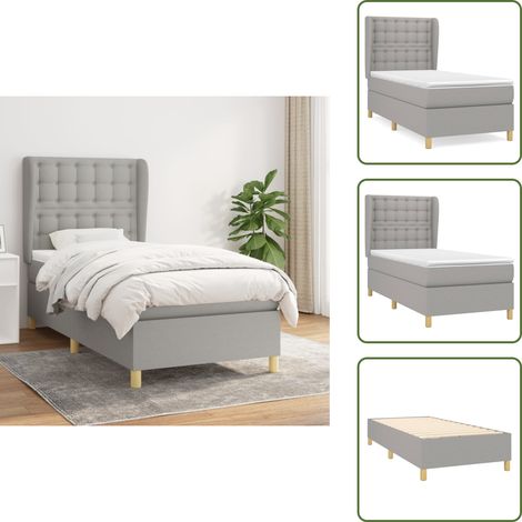 Boxspringbett mit Matratze Hellgrau 90x200 cm Stoff - Boxspringbett - Doppelbett - Schlafraum - Bettenrahmen - Lattenrost (1/5)