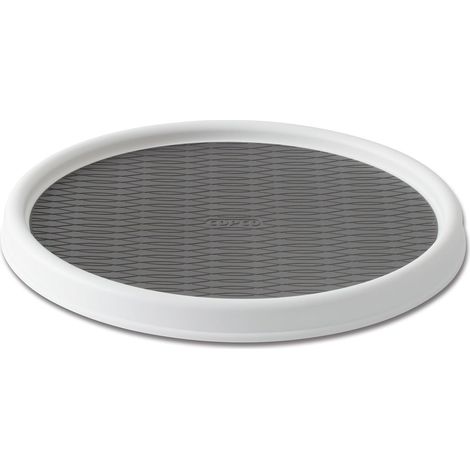Plateau tournant antidérapant Lazy Susan pour placard de garde-manger, 30 cm, blanc/gris (1/5)