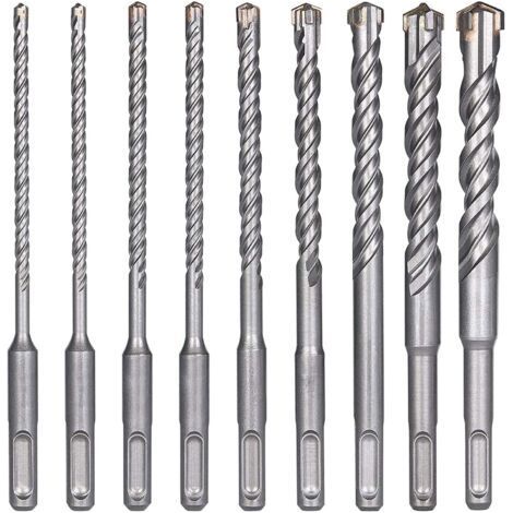 SDS-Plus-Betonbohrer, 9-teiliges Set, Schlagbohrer, Steinbohrer, 5, 6, 6, 8, 8, 10, 12, 14, 16 x 160 mm Bohrwerkzeuge zum Bohren von Löchern in Beton, Keramikfliesen und Stein (1/5)