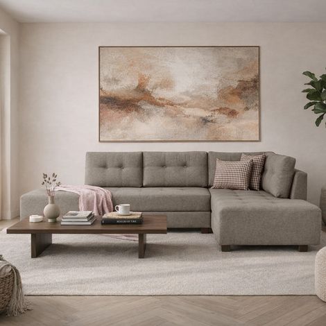 Schlafsofa Taupefarbener Stoff – XL 280 x 206 cm – mit Rollen – (1/5)