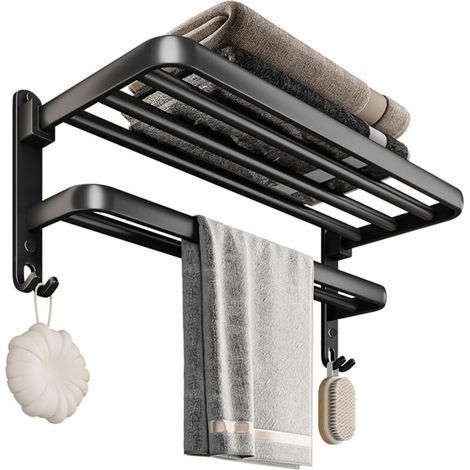Ej.Life Handtuchhalter fürs Badezimmer, Wandmontage, selbstklebende Handtuchstange aus Aluminium, 58 cm (ohne Bohren) (1/5)