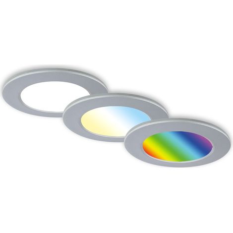 LED Einbauleuchten Bad RGB Fernbedienung dimmbar IP65 Ø9,2cm chrom 4,8W Briloner