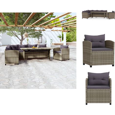 Gartenmöbel-Sets - Living 3-tlg. Garten-Lounge-Set mit Kissen Poly Rattan Grau (1/5)