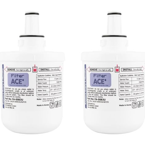 ACE+ FA-0083U 2x Filtres à eau compatible avec Samsung DA29-00003G, HAFIN2/EXP, DA29-00003F, HAFIN1/EXP, HAFIN Filtre de rechange pour réfrigérateur - Replacement Refrigerator Filter (1/3)