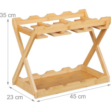 Botellero 8 botellas soporte para copas práctico elegante 60 x 20 x 60 cm de bambú natural 130016905 (1/3)