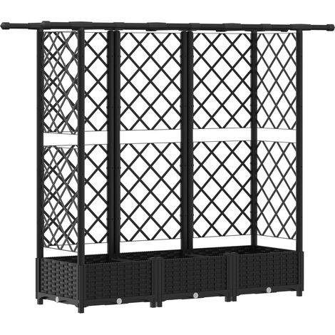 Hochbeet mit Rankgitter und Dach Schwarz 164 x 40 x 121 cm PP vidaXL (1/5)