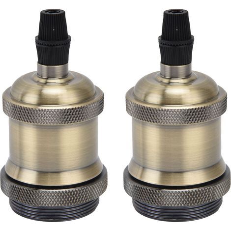 2PCS Douille de Lampe Vintage en Aluminium Rétro, Support de Lampe DIY pour Ampoules E26/E27, Bronze Vert (1/5)