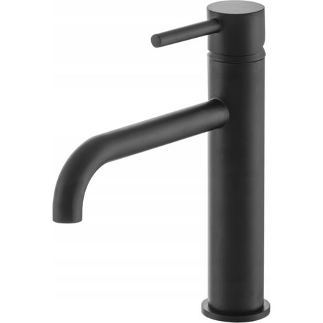 LAVABO MITIGEUR SUR PIED MITIGEUR BAS CÉRAMIQUE NOIR KIVO (1/5)