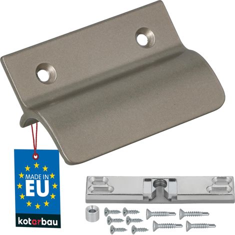 KOTARBAU® Poignée Porte Fenetre avec Loqueteau - Aluminium - Argent - Poignee de Baie Vitree Coulissante - Poignée de Porte de Terrasse avec Entretoise et Loqueteau (1/4)