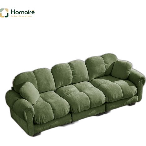 Canapé modulable en chenille vert avec accoudoirs 260 x 86 x 90 cm HOMAIRE (1/5)