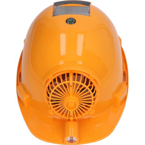 Casque de sécurité solaire avec lampe frontale LED jaune brillante, étanche, ventilateur solaire longue durée et protection contre la pluie, idéal pour l'été. (1/5)