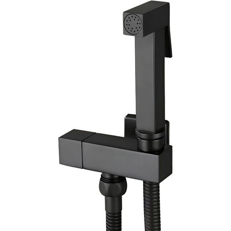Pulvérisateur de bidet portatif noir mat, Kit Douchette WC en Laiton Noir - Pulvérisateur de Bidet à Main avec Support Mural - Hygiène Personnelle - Modèle G1/2. (1/4)
