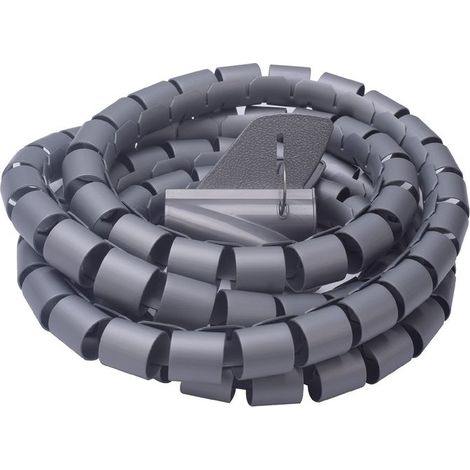 Spirale Avvolgi Cavo Flessibile Guaina Raccogli Organizzer Cavi Fermaglio Guidafilo Incluso 1,8M D15mm Grigio