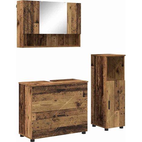 Maison Exclusive - Set di mobili per il bagno con cassetto 3 pcs Legno vecchio (1/5)