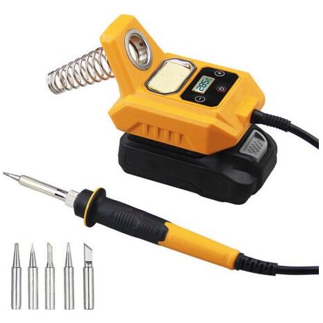 Draadloze soldeerbout 60w draagbaar verstelbaar digitaal LCD-soldeerstation 100 500 ℃ Auto-Sleep°C/°F conversie voor doe-het-insieme reparaties (geen batterij) (compatibili incontrato Dewalt 20V batte (1/5)