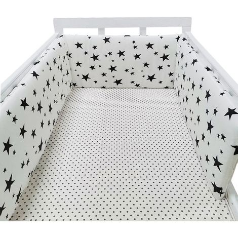 (Black Star) Tour de lit, barrière de lit en coton pour nouveau-né, lit non inclus. (1/5)