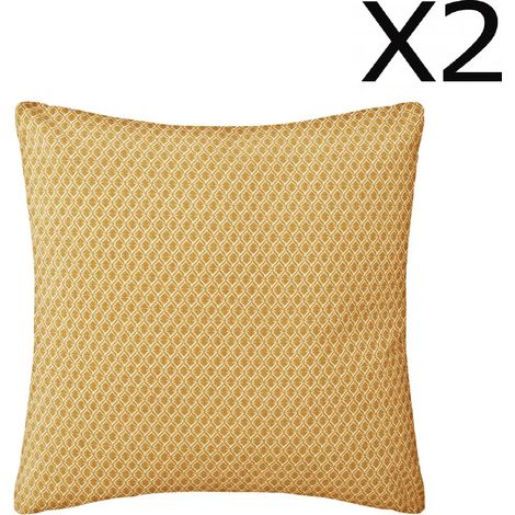 Lot de 2 Coussins ocre déhoussable - 38 x 38 cm -PEGANE-